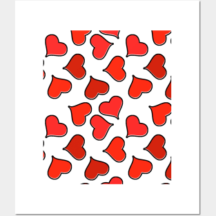 Heartzy Pattern Black Outline Posters and Art